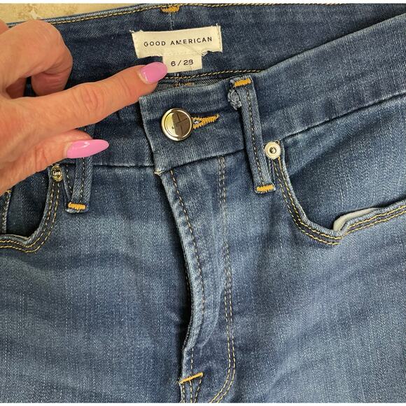 Good American size 6 28 crop Jean rolled cuff denim jeans - Picture 4 of 4